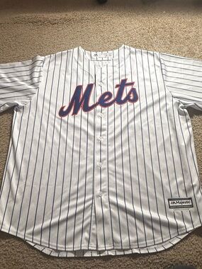 NY Mets Pete Alonso #20 Majestic Cool Base Jersey Size 2XL White Pinstripe MLB